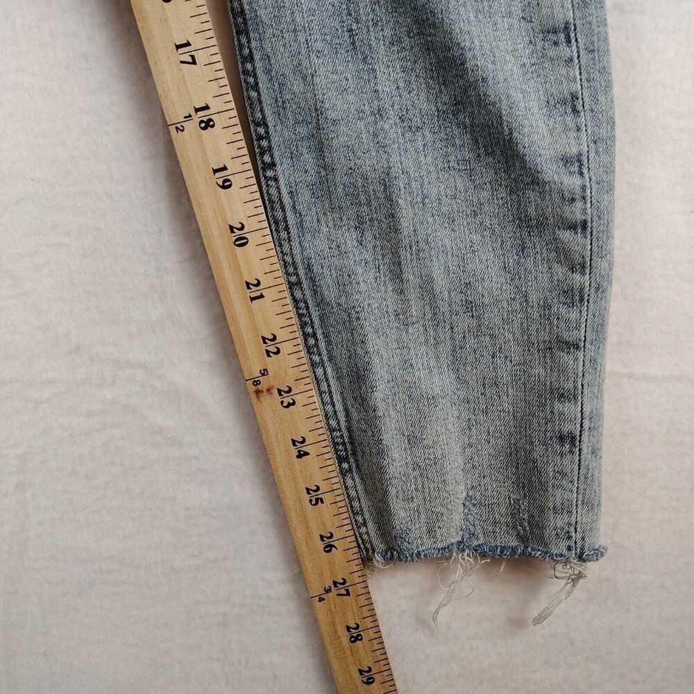 Zara Acid Wash Denim Jeans Womens 8 Basic Z1975 Raw Hem - Picture 9 of 9